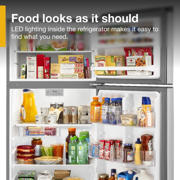 Whirlpool Flexible Storage Bin 17.6-cu ft Top-Freezer Refrigerator ( Monochromatic Stainless Steel )