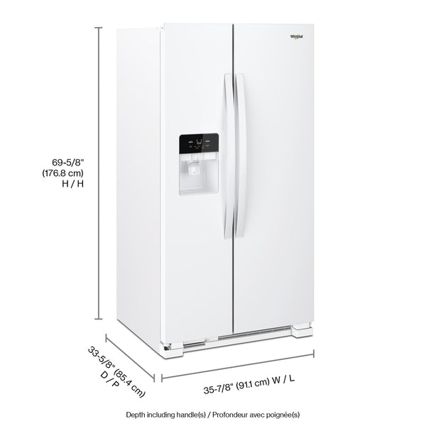 Whirlpool 24.5-cu ft Side-by-Side Refrigerator with Ice Maker ,Water and Ice Dispenser ( White )