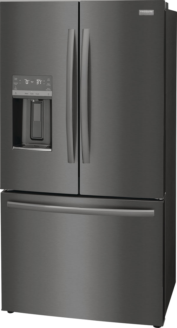 Frigidaire Gallery Counter-Depth 22.6-cu ft 3 -Door French Door Refrigerator with Dual Ice Maker with Water and Ice Dispenser ( Fingerprint Resistant Black Stainless Steel ) ENERGY STAR Certified