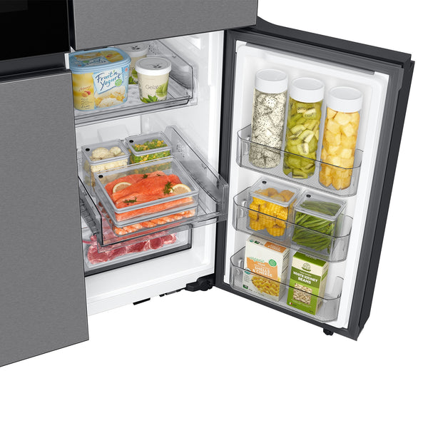 Samsung Bespoke Counter-Depth Beverage Center 22.5-cu ft 4 -Door Smart Compatible French Door Refrigerator with Dual Ice Maker with Water Dispenser and Door within Door ( Stainless steel ) ENERGY STAR Certified