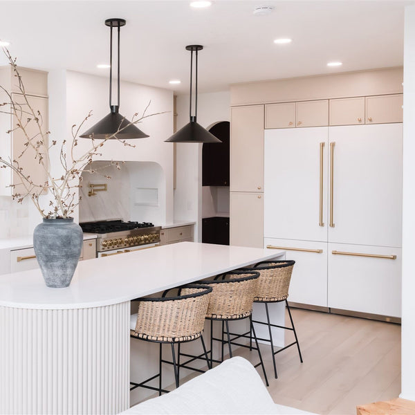 ZLINE KITCHEN & BATH Counter-Depth 32.2-cu ft 4 -Door Built-In French Door Refrigerator with Ice Maker with Water Dispenser ( Stainless Steel with White Matte Panels and Polished Gold Accent Handles ) ENERGY STAR Certified