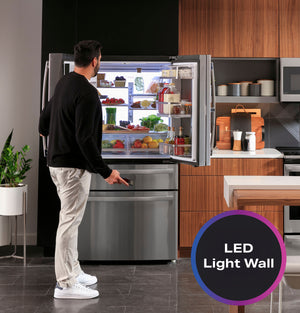 GE Profile Standard-Depth 27.9-cu ft 4 -Door Smart Compatible French Door Refrigerator with Ice Maker with Water and Ice Dispenser and Door within Door ( Stainless Steel ) ENERGY STAR Certified