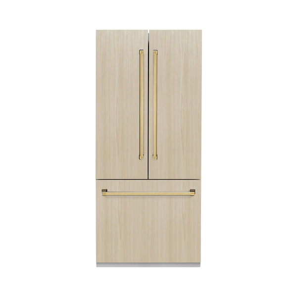 ZLINE KITCHEN & BATH Counter-Depth 19.6-cu ft 3 -Door Built-In French Door Refrigerator with Ice Maker with Water and Ice Dispenser ( Panel-Ready ) ENERGY STAR Certified