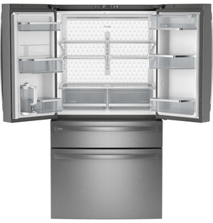 GE Profile Counter-Depth 23.2-cu ft 4 -Door Smart Compatible French Door Refrigerator with Ice Maker with Water Dispenser ( Stainless Steel ) ENERGY STAR Certified