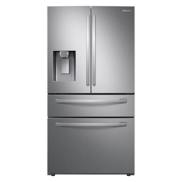 Samsung Standard-Depth with FlexZone Drawer 28-cu ft 4 -Door Smart Compatible French Door Refrigerator with Ice Maker with Water and Ice Dispenser ( Stainless Steel ) ENERGY STAR Certified