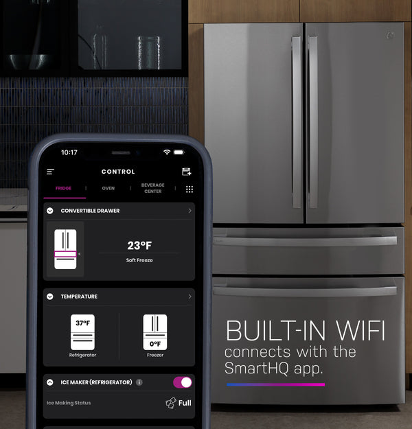 GE Profile Standard-Depth 28.7-cu ft 4 -Door Smart Compatible French Door Refrigerator with Ice Maker with Water Dispenser ( Stainless Steel ) ENERGY STAR Certified