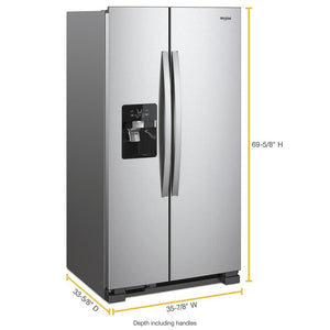 Whirlpool 24.5-cu ft Side-by-Side Refrigerator with Ice Maker ,Water and Ice Dispenser ( Fingerprint Resistant Stainless Steel )