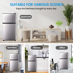 Jeremy Cass 3.5-cu ft Mini Fridge with Freezer ( Silver ) ENERGY STAR