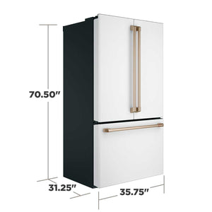 Cafe Counter-Depth 23.1-cu ft 3 -Door Smart Compatible French Door Refrigerator with Ice Maker with Water Dispenser ( Matte White ) ENERGY STAR Certified