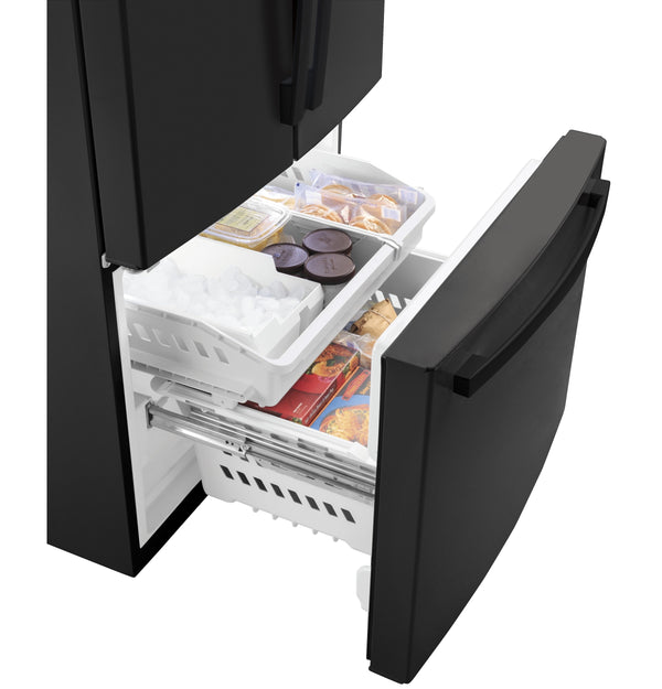 GE Standard-Depth 27-cu ft 3 -Door French Door Refrigerator with Ice Maker with Water Dispenser ( Black ) ENERGY STAR Certified