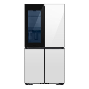 Samsung Bespoke Standard-Depth Beverage Center 28.6-cu ft 4 -Door Smart Compatible French Door Refrigerator with Dual Ice Maker with Water Dispenser and Door within Door ( White Glass ) ENERGY STAR Certified