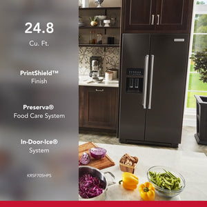 KitchenAid 24.8-cu ft Side-by-Side Refrigerator with Ice Maker ,Water and Ice Dispenser ( Black Stainless with PRINTSHIELD Finish ) ENERGY STAR Certified