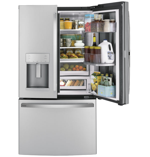 GE Profile Standard-Depth 27.8-cu ft 3 -Door French Door Refrigerator with Ice Maker with Water and Ice Dispenser and Door within Door ( Stainless Steel )