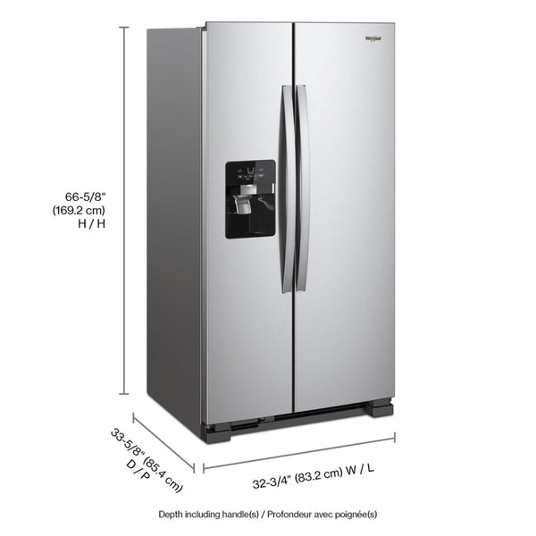 Whirlpool In Door Can Caddy 21.4-cu ft Side-by-Side Refrigerator with Ice Maker ,Water and Ice Dispenser ( Fingerprint Resistant Stainless Steel )