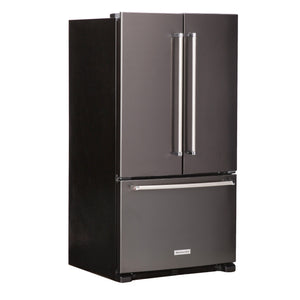KitchenAid Standard-Depth 25.2-cu ft 3 -Door French Door Refrigerator with Ice Maker with Water Dispenser ( Black Stainless with PRINTSHIELD Finish ) ENERGY STAR Certified