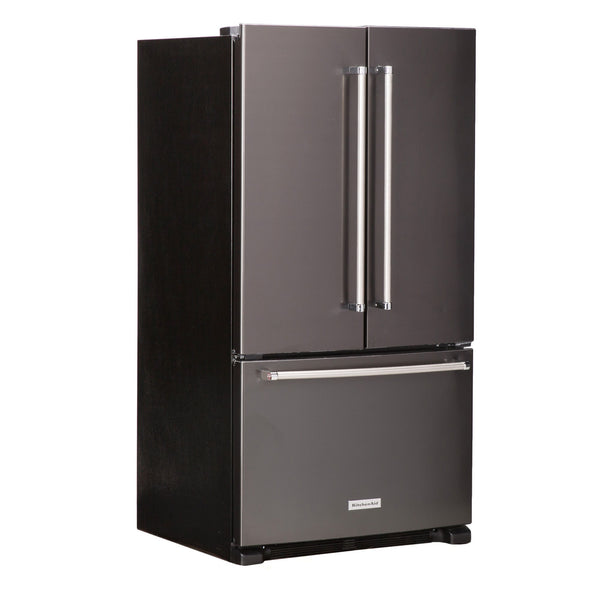 KitchenAid Standard-Depth 25.2-cu ft 3 -Door French Door Refrigerator with Ice Maker with Water Dispenser ( Black Stainless with PRINTSHIELD Finish ) ENERGY STAR Certified