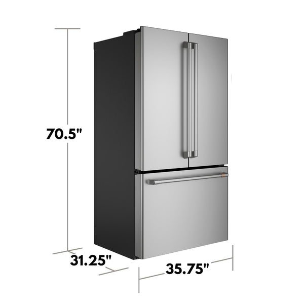 Cafe Counter-Depth 23.1-cu ft 3 -Door Smart Compatible French Door Refrigerator with Ice Maker with Water Dispenser ( Stainless Steel ) ENERGY STAR Certified
