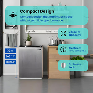 ConServ 2.6-cu ft Mini Fridge ( Stainless Steel ) Garage Ready