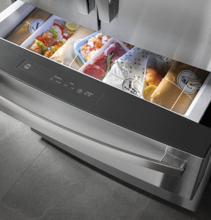 GE Profile Standard-Depth 27.9-cu ft 4 -Door Smart Compatible French Door Refrigerator with Ice Maker with Water and Ice Dispenser and Door within Door ( Stainless Steel ) ENERGY STAR Certified