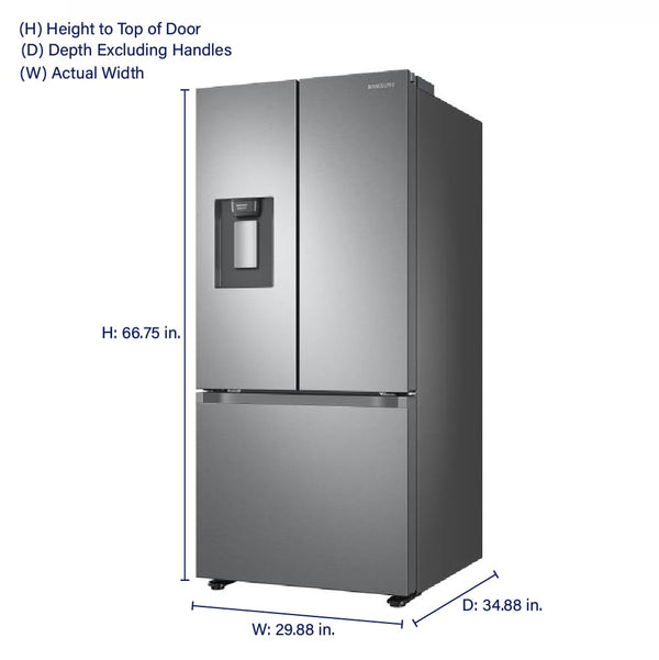 Samsung Standard-Depth 22-cu ft 3 -Door Smart Compatible French Door Refrigerator with Ice Maker with Water Dispenser ( Fingerprint Resistant Stainless Steel ) ENERGY STAR Certified