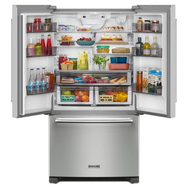 KitchenAid Counter-Depth 20-cu ft 3 -Door French Door Refrigerator with Ice Maker ( Stainless Steel ) ENERGY STAR Certified