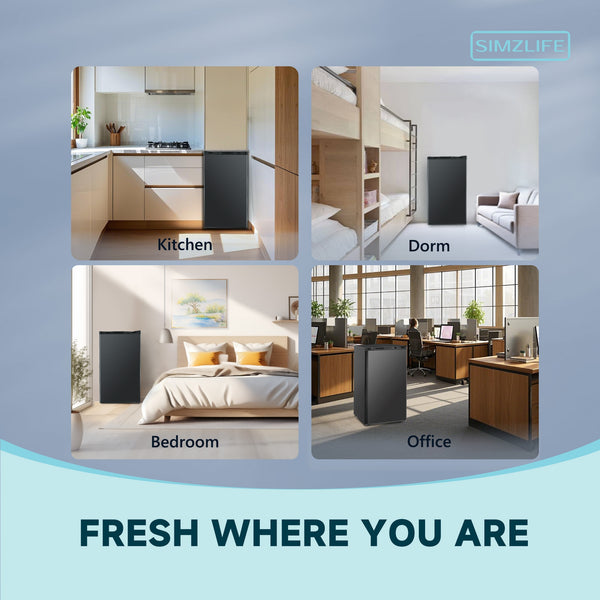 SIMZLIFE 3.2-cu ft Mini Fridge with Freezer ( Black ) Garage Ready