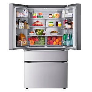 LG Standard-Depth 29.6-cu ft 4 -Door Smart Compatible French Door Refrigerator with Ice Maker with Water Dispenser ( PrintProof Stainless Steel ) ENERGY STAR Certified