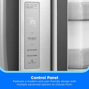 Midea Standard-Depth OneTouch Autofill 28.9-cu ft 3 -Door Smart Compatible French Door Refrigerator with Dual Ice Maker with Water and Ice Dispenser ( Stainless steel ) ENERGY STAR Certified