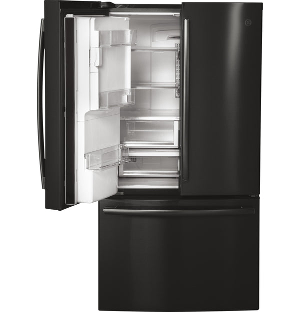 GE Profile Counter-Depth 22.2-cu ft 3 -Door French Door Refrigerator with Ice Maker with Water and Ice Dispenser ( Black Stainless ) ENERGY STAR Certified