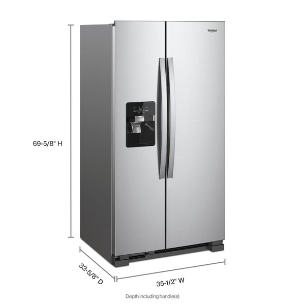 Whirlpool 24.5-cu ft Side-by-Side Refrigerator with Ice Maker ,Water and Ice Dispenser ( Fingerprint Resistant Stainless Steel )