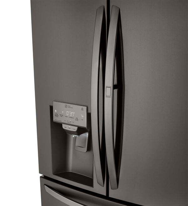 LG Standard-Depth 29.5-cu ft 4 -Door Smart Compatible French Door Refrigerator with Dual Ice Maker with Water and Ice Dispenser and Door within Door ( Printproof Black Stainless Steel ) ENERGY STAR Certified