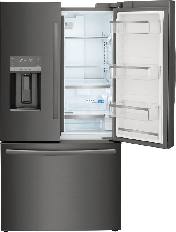 Frigidaire Gallery Counter-Depth 22.6-cu ft 3 -Door French Door Refrigerator with Dual Ice Maker with Water and Ice Dispenser ( Fingerprint Resistant Black Stainless Steel ) ENERGY STAR Certified