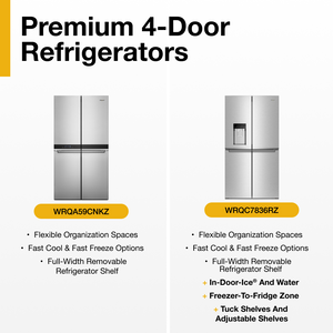 Whirlpool Counter-Depth 19.2-cu ft 4 -Door French Door Refrigerator with Ice Maker with Water and Ice Dispenser ( Fingerprint Resistant Stainless Steel )