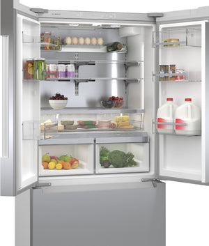 Bosch Counter-Depth 22-cu ft 3 -Door Smart Compatible French Door Refrigerator with Ice Maker with Ice Dispenser ( Stainless Steel ) ENERGY STAR Certified