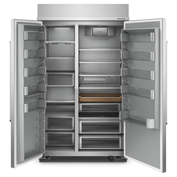 KitchenAid 30-cu ft Counter-Depth Side-by-Side Refrigerator Built-In with Ice Maker ( Stainless Steel with PrintShield Finish )