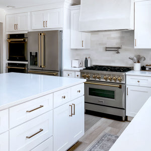 ZLINE KITCHEN & BATH Counter-Depth Autograph Edition 21.6-cu ft 4 -Door French Door Refrigerator with Ice Maker with Water Dispenser ( Fingerprint Resistant Stainless Steel with Champagne Bronze accent Handles ) ENERGY STAR Certified