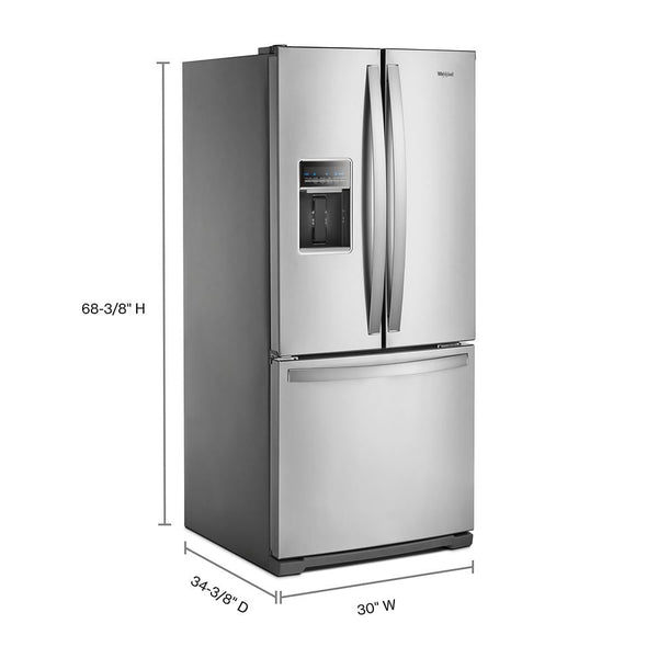Whirlpool Standard-Depth 19.7-cu ft 3 -Door French Door Refrigerator with Ice Maker with Water Dispenser ( Fingerprint Resistant Stainless Steel )