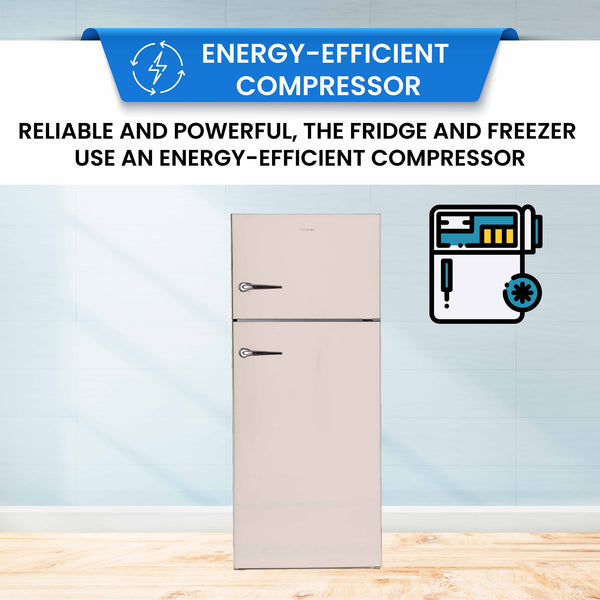 ConServ 18-cu ft Counter-Depth Top-Freezer Refrigerator with Ice Maker ( Cream )