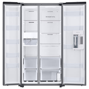 Samsung Bespoke Beverage Center 28-cu ft Side-by-Side Refrigerator Smart Compatible with Dual Ice Maker and Water Dispenser ( White Glass ) ENERGY STAR Certified
