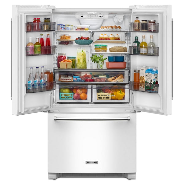 KitchenAid Counter-Depth 20-cu ft 3 -Door French Door Refrigerator with Ice Maker ( White ) ENERGY STAR Certified