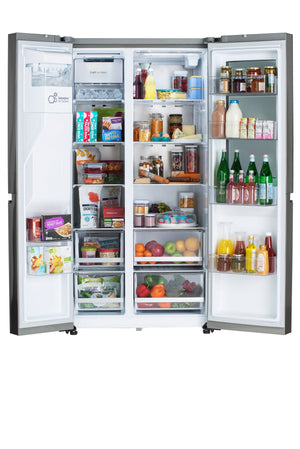 LG InstaView Craft Ice 27.1-cu ft Side-by-Side Refrigerator Smart Compatible with Dual Ice Maker ,Water and Ice Dispenser ( PrintProof Stainless Steel ) ENERGY STAR Certified