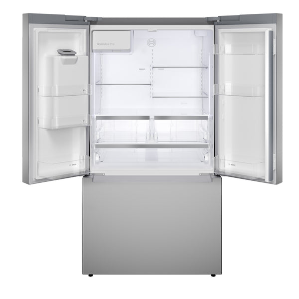Bosch Fastest Ice Maker Standard-Depth 300 Series 26-cu ft 3 -Door Smart Compatible French Door Refrigerator with Ice Maker with Water and Ice Dispenser ( Stainless Steel ) ENERGY STAR Certified