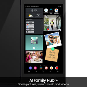 Samsung Bespoke Counter-Depth Family Hub 22.5-cu ft 4 -Door Smart Compatible French Door Refrigerator with Dual Ice Maker with Water Dispenser and Door within Door ( Charcoal Glass Top with Stainless Steel Bottom Panels ) ENERGY STAR Certified