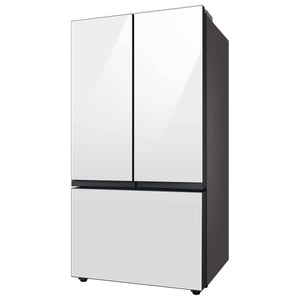 Samsung Bespoke Standard-Depth 30.1-cu ft 3.0 -Door Smart Compatible French Door Refrigerator with Dual Ice Maker with Water Dispenser ( White Glass - All Panels ) ENERGY STAR Certified