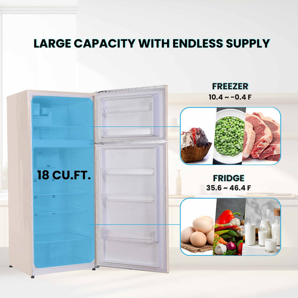 ConServ 18-cu ft Counter-Depth Top-Freezer Refrigerator with Ice Maker ( Cream )