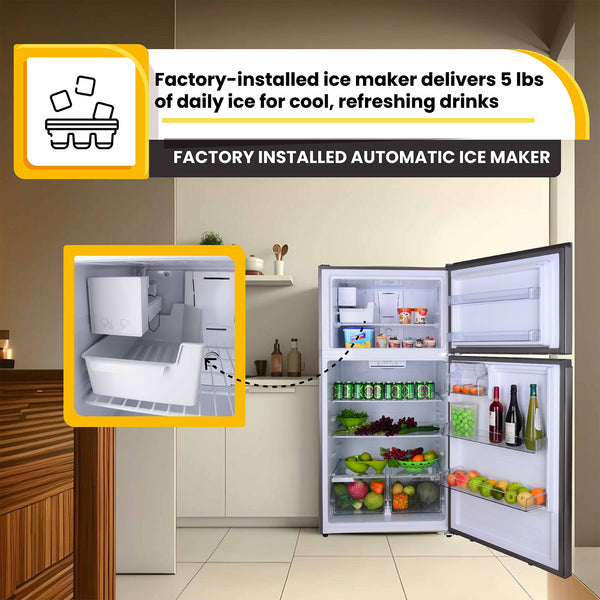 ConServ Reversible Door with Built-in Ice Maker 21-cu ft Top-Freezer Refrigerator with Ice Maker ( Stainless ) ENERGY STAR Certified