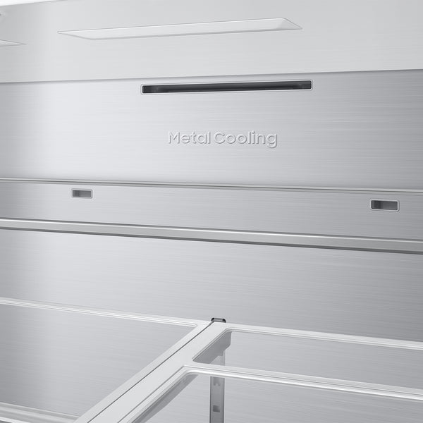 Samsung Bespoke Standard-Depth Inner Beverage Center 28.9-cu ft 4 -Door Smart Compatible French Door Refrigerator with Ice Maker with Water Dispenser ( Stainless Steel ) ENERGY STAR Certified