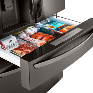 LG Standard-Depth 29.5-cu ft 4 -Door Smart Compatible French Door Refrigerator with Dual Ice Maker with Water and Ice Dispenser and Door within Door ( Printproof Black Stainless Steel ) ENERGY STAR Certified