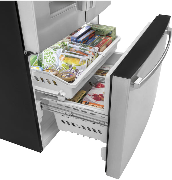 GE Counter-Depth 20.6-cu ft 3 -Door French Door Refrigerator with Ice Maker with Water and Ice Dispenser ( Stainless Steel ) ENERGY STAR Certified