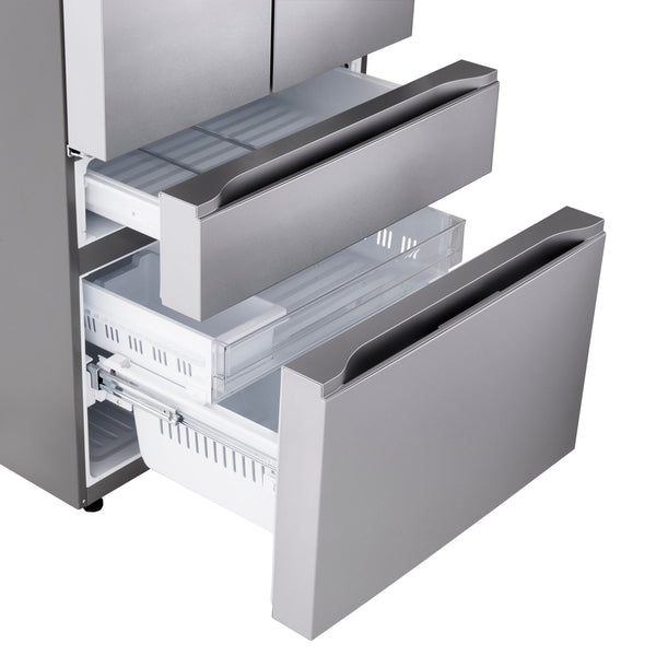 LG Standard-Depth 29.6-cu ft 4 -Door Smart Compatible French Door Refrigerator with Ice Maker with Water Dispenser ( PrintProof Stainless Steel ) ENERGY STAR Certified